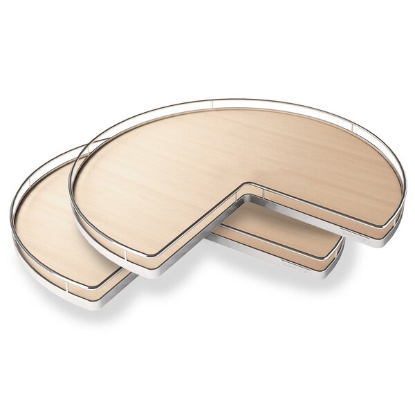Kessebohmer Kidney Lazy Super Susan 32 Shelves Only w/ Mounted Bearings Maple/Chrome, 2PK 2501180005 - main